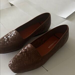 Brown Woven Leather Loafers
